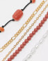 Фото #8 товара ASOS DESIGN 5 pack bead and cord necklace set in multi