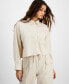 Women's Oversized Cropped Button-Front Shirt