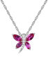 Sapphire (5/8 ct. t.w.) & Diamond Accent Dragonfly 18" Pendant Necklace in Sterling Silver (Also in Emerald & Ruby)
