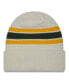 Men's Cream Green Bay Packers Team Stripe Cuffed Knit Hat