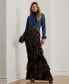 ფოტო #4 პროდუქტის Women's Floral Burnout Velvet Tiered Maxiskirt