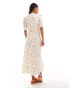 Glamorous v neck midi tea dress in red daisy print