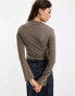 COLLUSION long sleeve mock neck top in grey