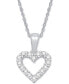 ფოტო #1 პროდუქტის Diamond Heart Pendant Necklace in 14k White Gold (1/10 ct. t.w.)