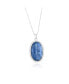 Sterling Silver Oval Kyanite Beaded Border Pendant Necklace