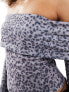 Фото #5 товара Miss Selfridge bardot in top in grey animal print