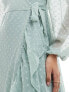 Vila Bridesmaid dobby wrap maxi dress with frill detail in sage green