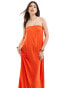 Фото #2 товара ASOS DESIGN crinkle bandeau maxi dress in red