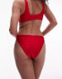 Topshop high leg bikini bottom in red shimmer