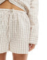 Фото #2 товара Luna Mix&Match oversized pyjama shorts in beige gingham