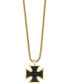 EFFY® Men's Black Spinel 22" Cross Pendant Necklace in 14k Gold-Plated Sterling Silver