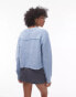 Фото #3 товара Topshop knitted crew with raglan and exposed seam jumper in light blue