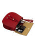Фото #4 товара Женская красная кожаная сумка  Factory Price длинная ручка, логотип, одно отделение на магните, брелок с бахромой