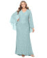 Plus Size V-Neck Cape Lace Gown