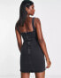 Фото #8 товара ASOS DESIGN denim pinny dress in black