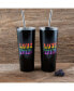 Фото #4 товара Double Wall 2 Pack of 24 oz Black Straw Tumblers with Metallic "Love Wins" Decal