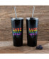 Double Wall 2 Pack of 24 oz Black Straw Tumblers with Metallic "Love Wins" Decal