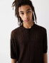 Bershka Collection knitted polo in brown