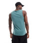 ASOS DESIGN 2 pack muscle fit vests in stone and mid green