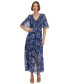 Фото #1 товара Women's Floral Flutter-Sleeve Maxi Dress