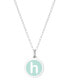 Фото #24 товара Auburn Jewelry mini Initial Pendant Necklace in Sterling Silver and Mint Enamel, 16" + 2" Extender