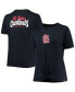 ფოტო #1 პროდუქტის Women's Navy St. Louis Cardinals Plus Size 2-Hit Front Knot T-shirt