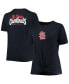 Women's Navy St. Louis Cardinals Plus Size 2-Hit Front Knot T-shirt Синий, 1X - фото #1