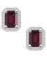 ფოტო #2 პროდუქტის Garnet (3-7/8 ct. t.w.) and Diamond (3/8 ct. t.w.) Halo Stud Earrings in 14K White Gold