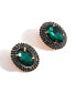 ფოტო #1 პროდუქტის Women's Green Embellished Oval Stud Earrings