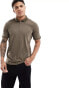 Фото #1 товара Selected Homme half zip polo in brown