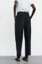 Linen blend straight trousers with braided belt