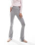 Miss Selfridge low rise deep fold over waistband flare legging in grey marl