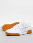 Reebok Workout Plus trainers in white with gum sole