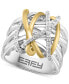 ფოტო #1 პროდუქტის EFFY® Diamond Contrasting Intertwined Crisscross Ring (1/4 ct. t.w.) in Sterling Silver & 14k Gold-Plate