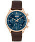HUGO Men's Gregor Quartz Chronograph Brown Mock Genuine-Grained Leather Strap Watch 45mm