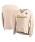 ფოტო #1 პროდუქტის Women's Tan Distressed Golden State Warriors Go For It Long Sleeve Notch Neck T-shirt