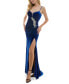 Juniors' Velvet Beaded-Appliqué Gown