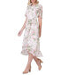 Фото #3 товара Women's Printed Flutter-Sleeve Faux-Wrap Dress