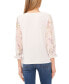 Фото #2 товара Women's Floral V-Neck Mix Media 3/4-Sleeve Knit Top