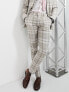 Фото #1 товара ASOS DESIGN skinny linen mix suit trousers in stone check