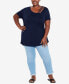 Plus Size V Cut Out Short Sleeve Top