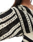 Фото #8 товара Never Fully Dressed Petite crochet balloon sleeve mini dress in monochrome stripe