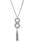 Pavé & Beaded Hexagon Chain Tassel Pendant Necklace, 28" + 3" extender, Created for Macy's Серебристый - фото #1