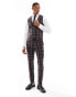 ASOS DESIGN super skinny suit waistcoat in dark green tartan check