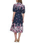 Фото #2 товара Women's Cotton Puff-Sleeve Floral Midi Dress