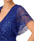 Women's Embellished Flutter-Sleeve Gown