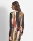 ფოტო #2 პროდუქტის Women's Printed Crewneck Long-Sleeve Plissé Top