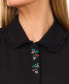 Women's Embroidered-Placket Collared Sleeveless Blouse