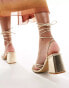 Фото #3 товара Truffle Collection wide fit block heel strappy sandal in gold