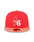 ფოტო #3 პროდუქტის Men's Red, Peach Philadelphia 76ers Tonal 59FIFTY Fitted Hat